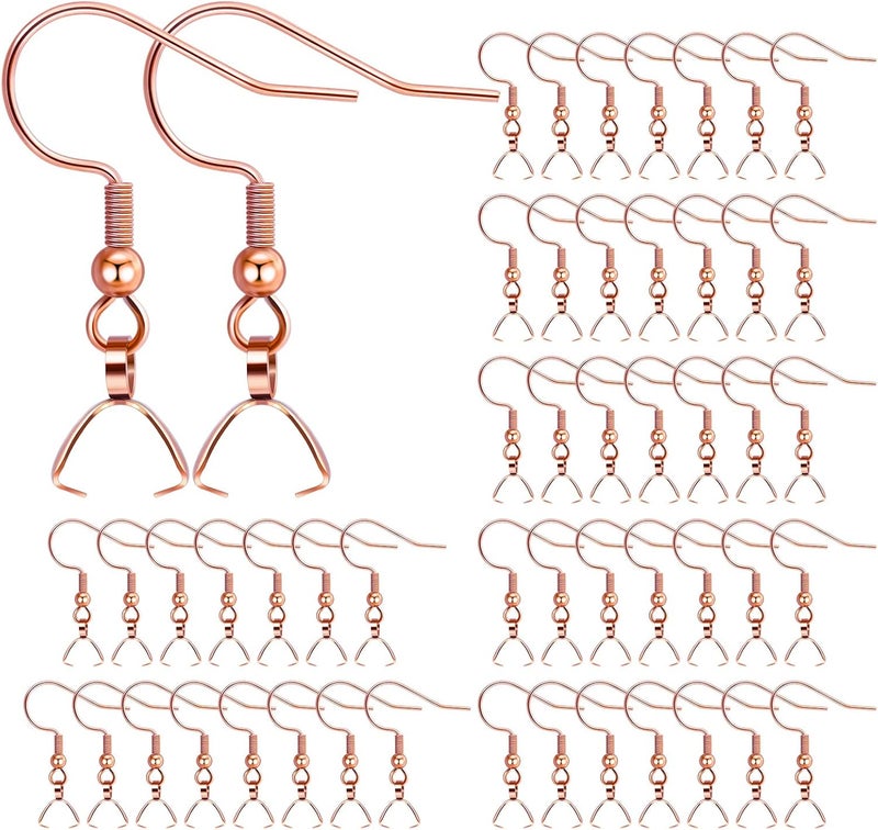 MENKEY Earring Hooks 50PCS/25Pairs, Stainless Steel Rose Gold Ear Wires Fish Hooks, Hypo-allergenic Jewelry Findings Parts for DIY Jewelry Making - Image 1